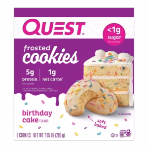 QUESTBAR FROSTED COOKIES BDAY CAKE 8CT