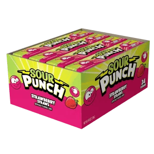 SOUR PUNCH STRAWS STRAWBERRY 24CT
